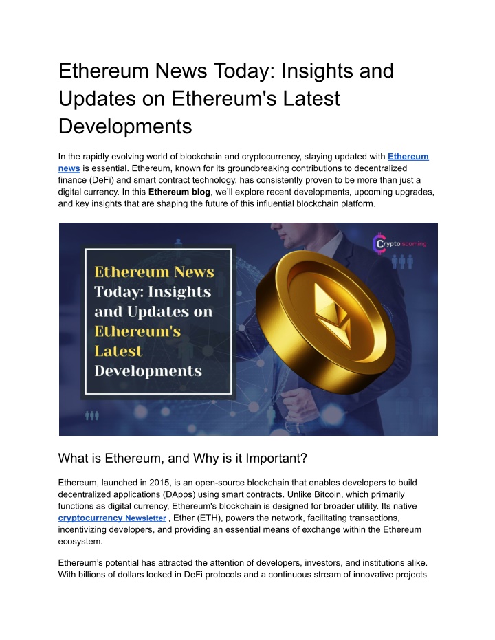 ethereum news today insights and updates