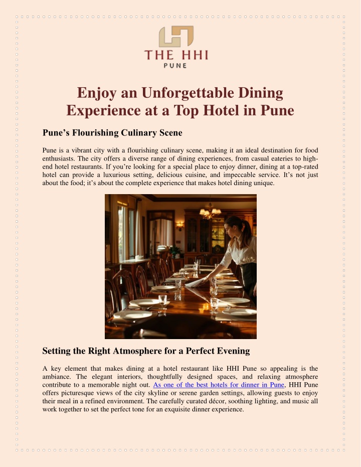 enjoy an unforgettable dining experience