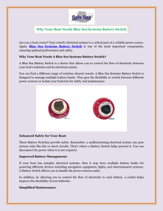 Why Your Boat Needs Blue Sea Systems Battery Switch