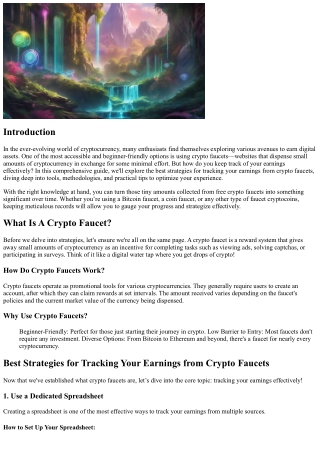 “Best Strategies for Tracking Your Earnings from Crypto Faucets”