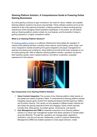 igaming platform solution a comprehensive guide