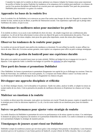Découvrez les astuces pour gagner à la roulette live sur Dublinbet