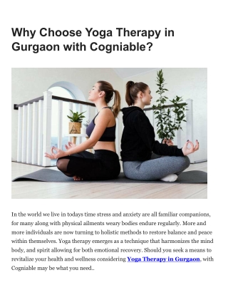 Why Choose Yoga Therapy in Gurgaon with Cogniable