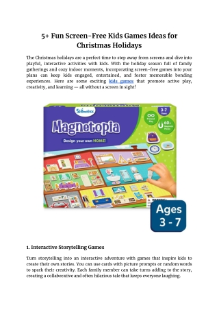 5  Fun Screen-Free Kids Games Ideas for Christmas Holidays