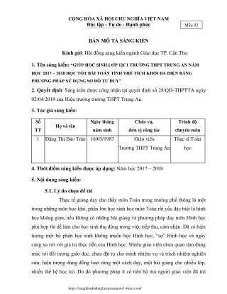 Giúp HS Lớp 12C1 học tốt bài toán tính thể tích khối đa diện bằng sơ đồ tư duy