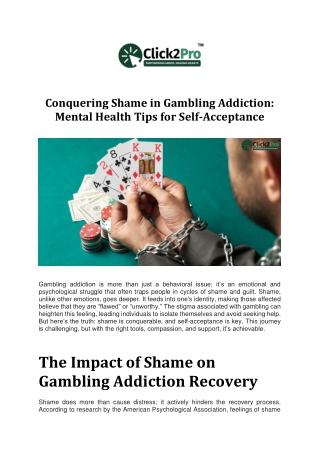 conquering shame in gambling addiction mental