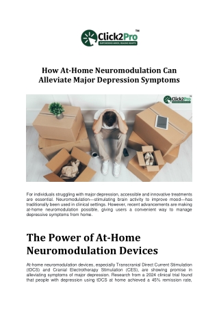 how at home neuromodulation can alleviate major