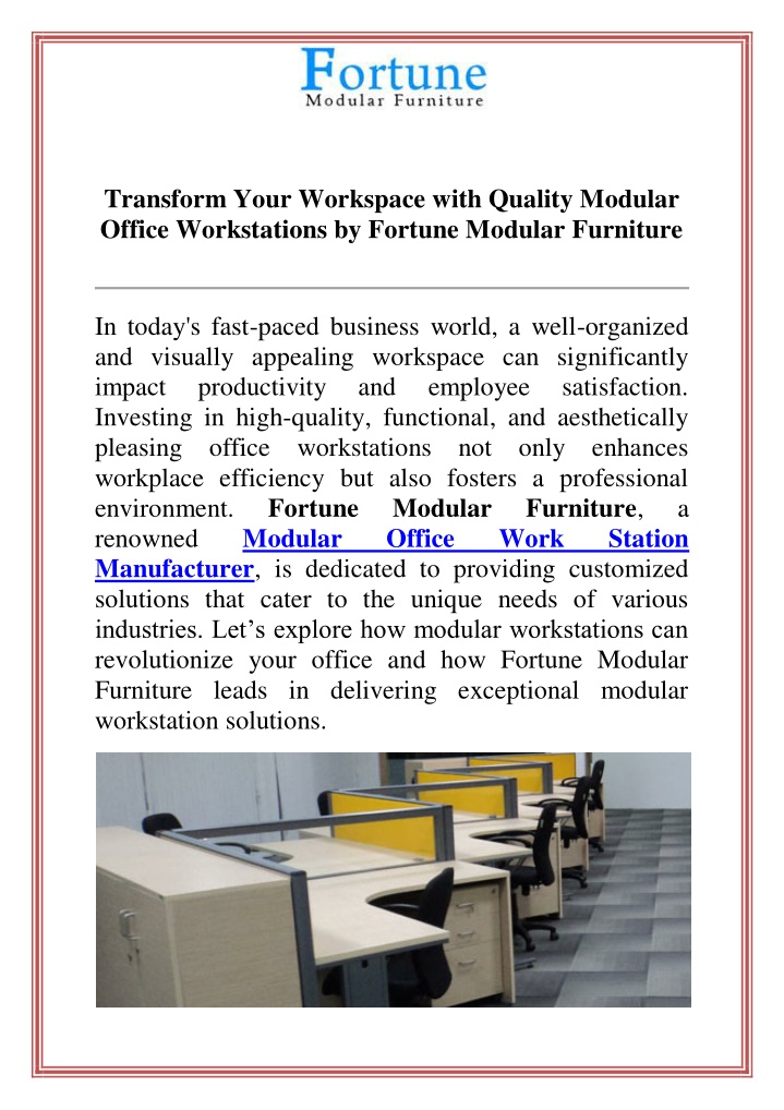 transform your workspace with quality modular