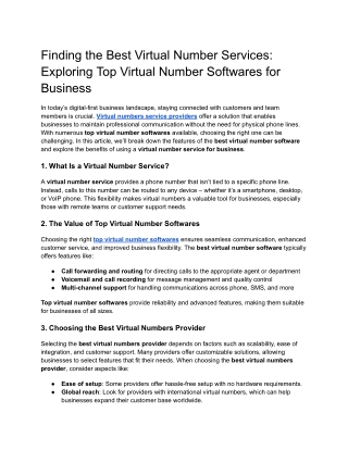 Finding the Best Virtual Number Services_ Exploring Top Virtual Number Softwares for Business