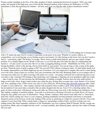 Diving into the Choppy Waters of CFD Trading: A Layman's Voyage