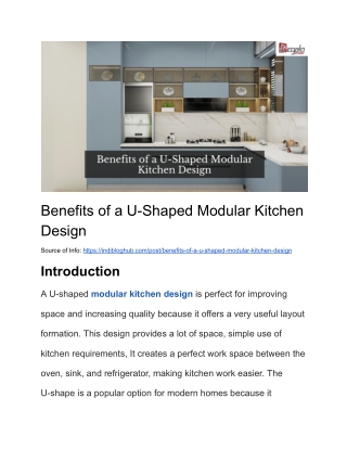 Benefits of a U-Shaped Modular Kitchen Design