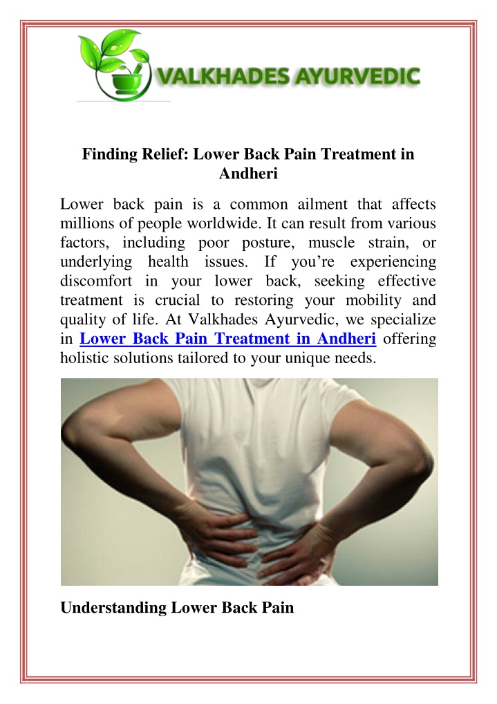 finding relief lower back pain treatment