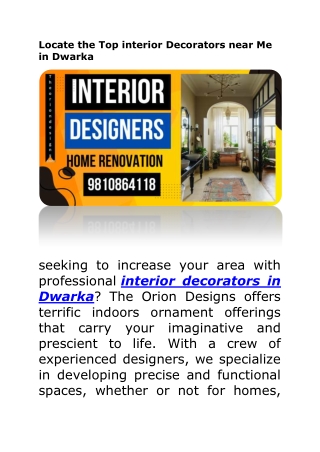 Top interior Decorators near Me in Dwarka