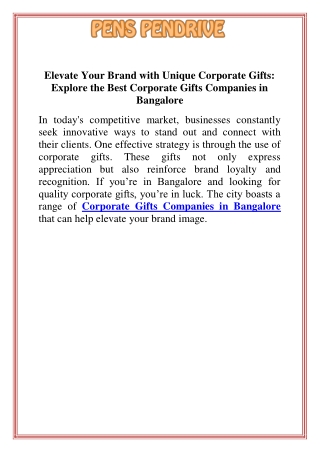 Elevate Your Brand with Unique Corporate Gifts Explore the Best Corporate Gifts Companies in Bangalore