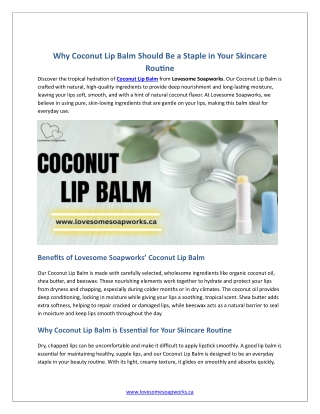 Why Coconut Lip Balm Should Be a Staple in Your Skincare Routine