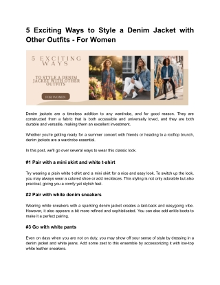 5 Exciting Ways to Style a Denim Jacket with Other Outfits - For Women