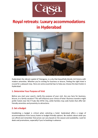 Royal retreats Luxury accommodations in Hyderabad