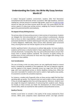 understanding the costs are write my essay