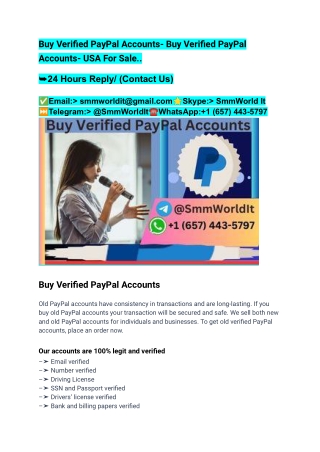 Buy Verified PayPal Accounts- Buy Verified PayPal Accounts- USA For Sale..