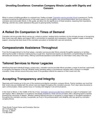 Revealing Quality: Cremation Service Provider Illinois Leads with Dignity and Empathy