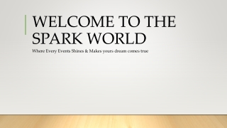 WELCOME TO THE SPARK WORLD PPT