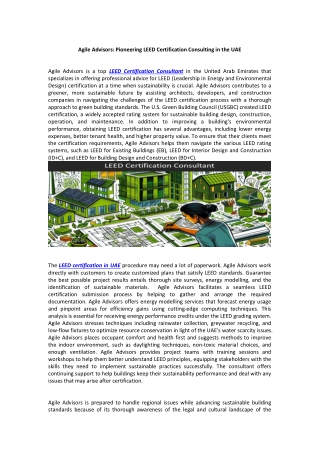 agile advisors pioneering leed certification