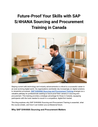 Future-Proof Your Skills with SAP S_4HANA Sourcing and Procurement Training in Canada