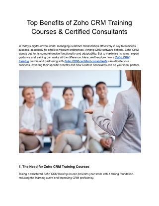 Top Benefits of Zoho CRM Training Courses & Certified Consultants