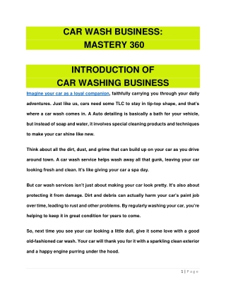 car wash business mastery 360