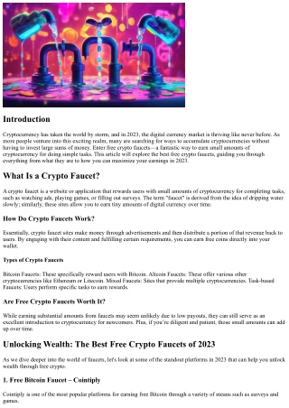 Unlocking Wealth: The Best Free Crypto Faucets of 2023