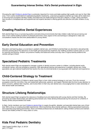 Guaranteeing Brilliant Smiles: Children's Dental professional in Elgin