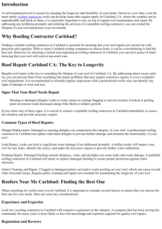 Extend the Lifespan of Your Roof with Regular Repair in Carlsbad, CA