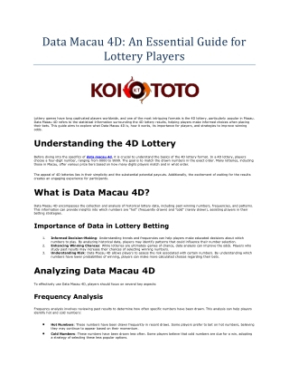 data macau 4d an essential guide for lottery