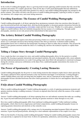 Unveiling Emotions: The Power of Candid Wedding Photography