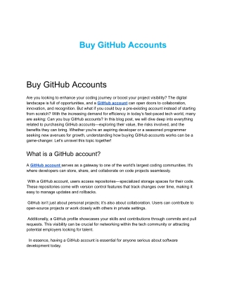 The Best Place To Buy GitHub Accounts in 2024