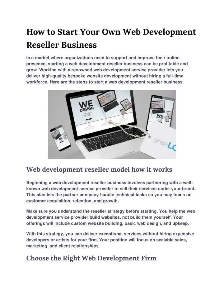 how to start your own web development reseller