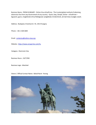 business name from hungary online visa evisaprime