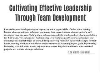 cultivating effective leadership through team