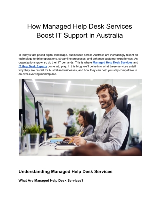 How Managed Help Desk Services Boost IT Support in Australia