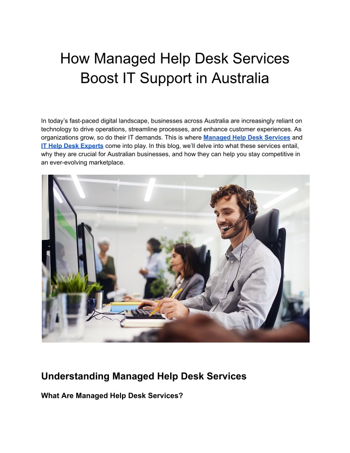 how managed help desk services boost it support