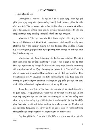 Một số phương pháp giải toán có lời văn ở Lớp 5