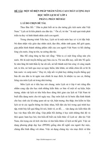 Một số biện pháp nhằm nâng cao chất lượng dạy học môn Lịch sử Lớp 4