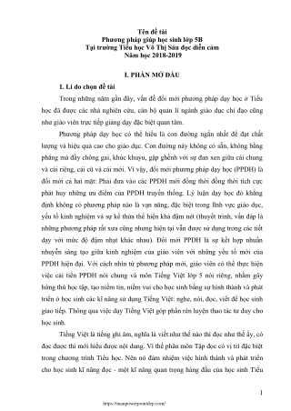 Phương pháp giúp học sinh Lớp 5B tại trường TH Võ Thị Sáu đọc diễn cảm