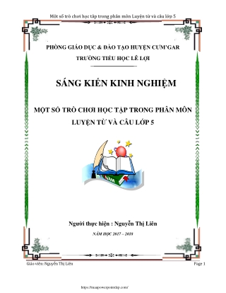 Một số trò chơi học tâp trong phân môn Luyện từ và câu Lớp 5