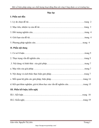 Biện pháp nâng cao chất lượng hoạt động Ban nữ công Công đoàn cơ sở trường học
