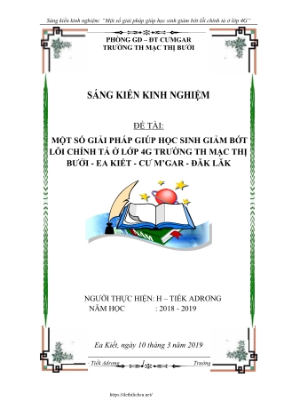 Một số giải pháp giúp học sinh giảm bớt lỗi chính tả ở Lớp 4G