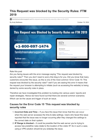 This Request was blocked by the Security Rules FTM 2019