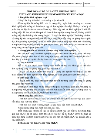 Một số vấn đề cơ bản về phương pháp viết SKKN/nghiên cứu khoa học