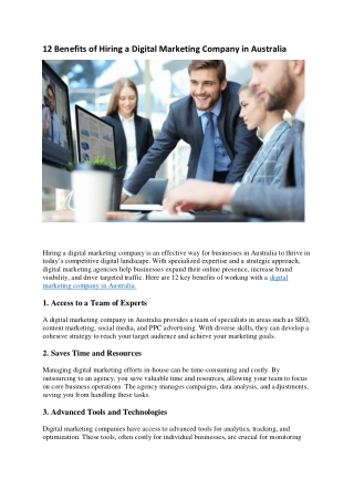 12 Benefits of Hiring a Digital Marketing Company in Australia