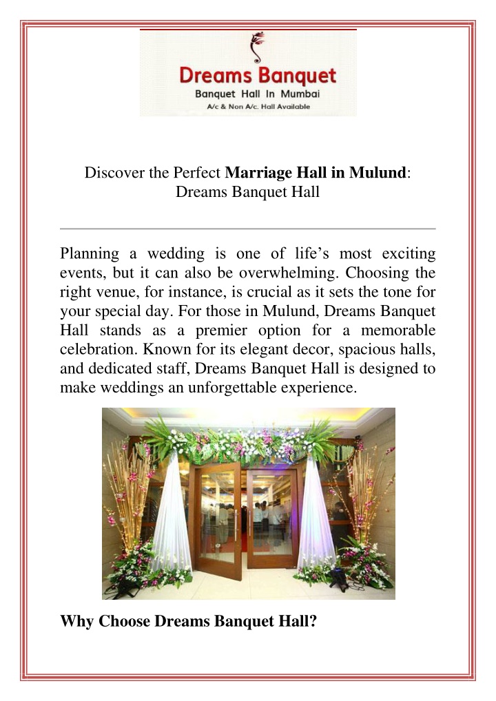 discover the perfect marriage hall in mulund